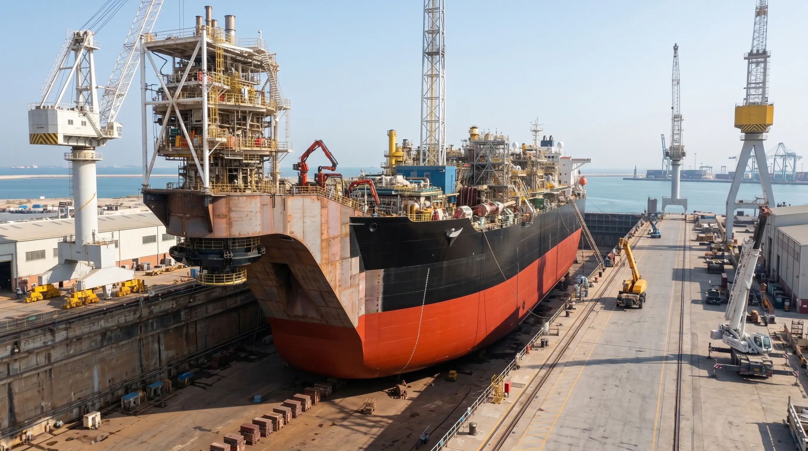 FPSO with a completed life-extension refit in a dry dock